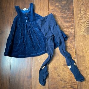 Rugged bear blue dress and tights size 3